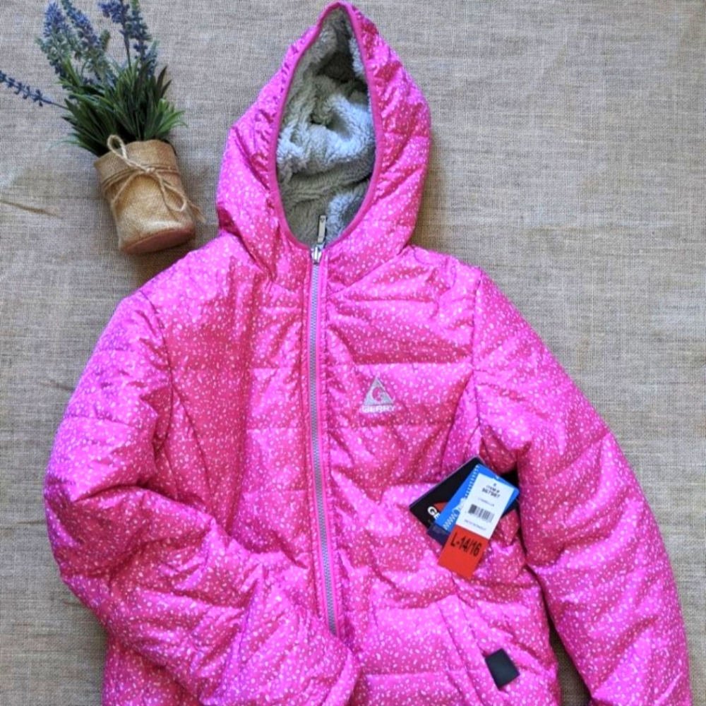 GERRY Girls Pink Hooded Reversible winter Jacket
